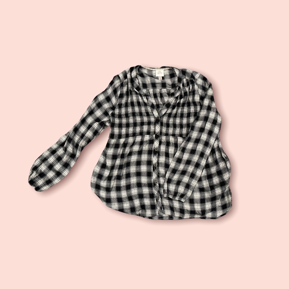 Knox Rose plaid peasant top